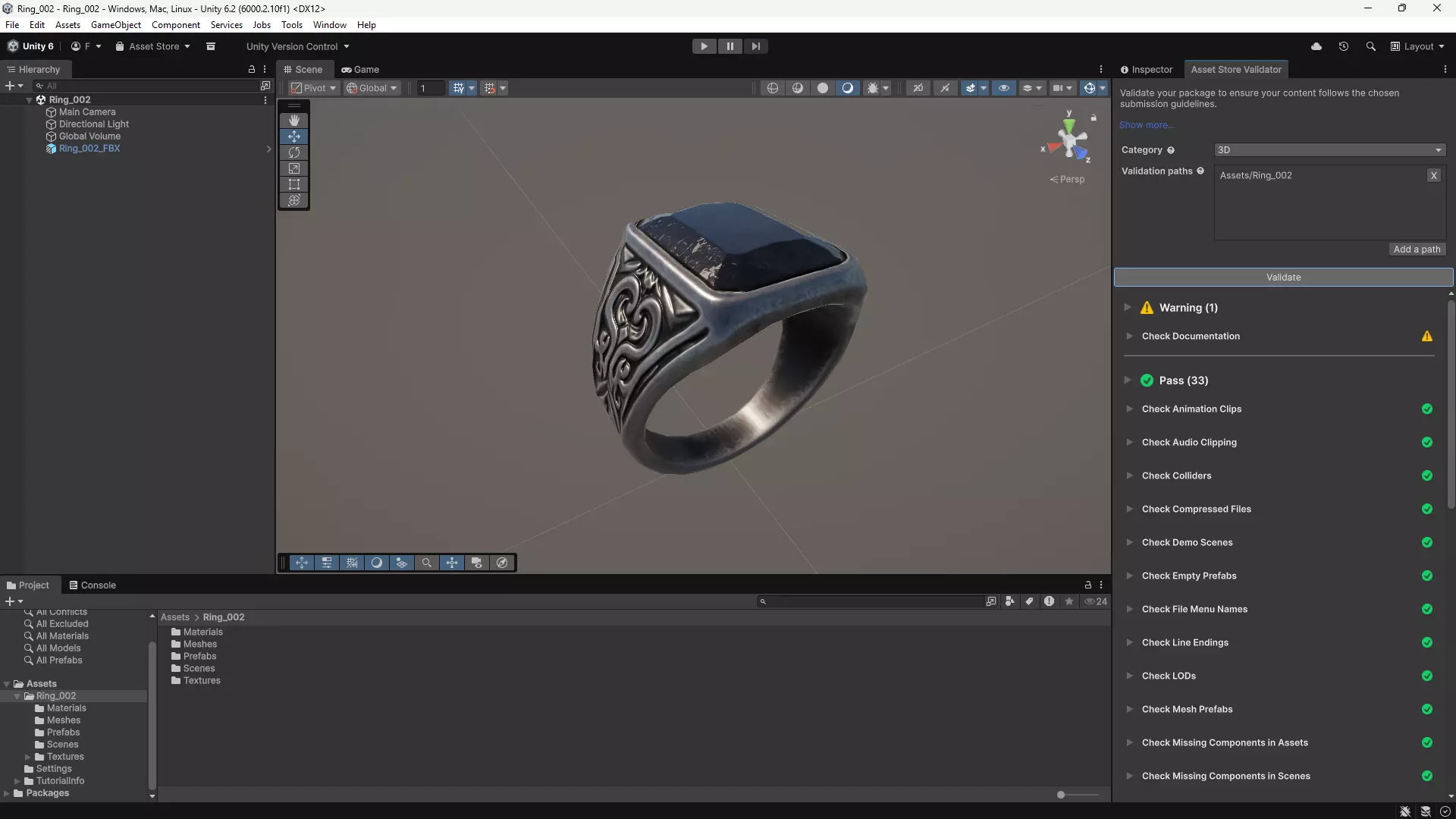 Gothic Silver Signet Ring Game Ready 3D Model Low-poly 3D model_1