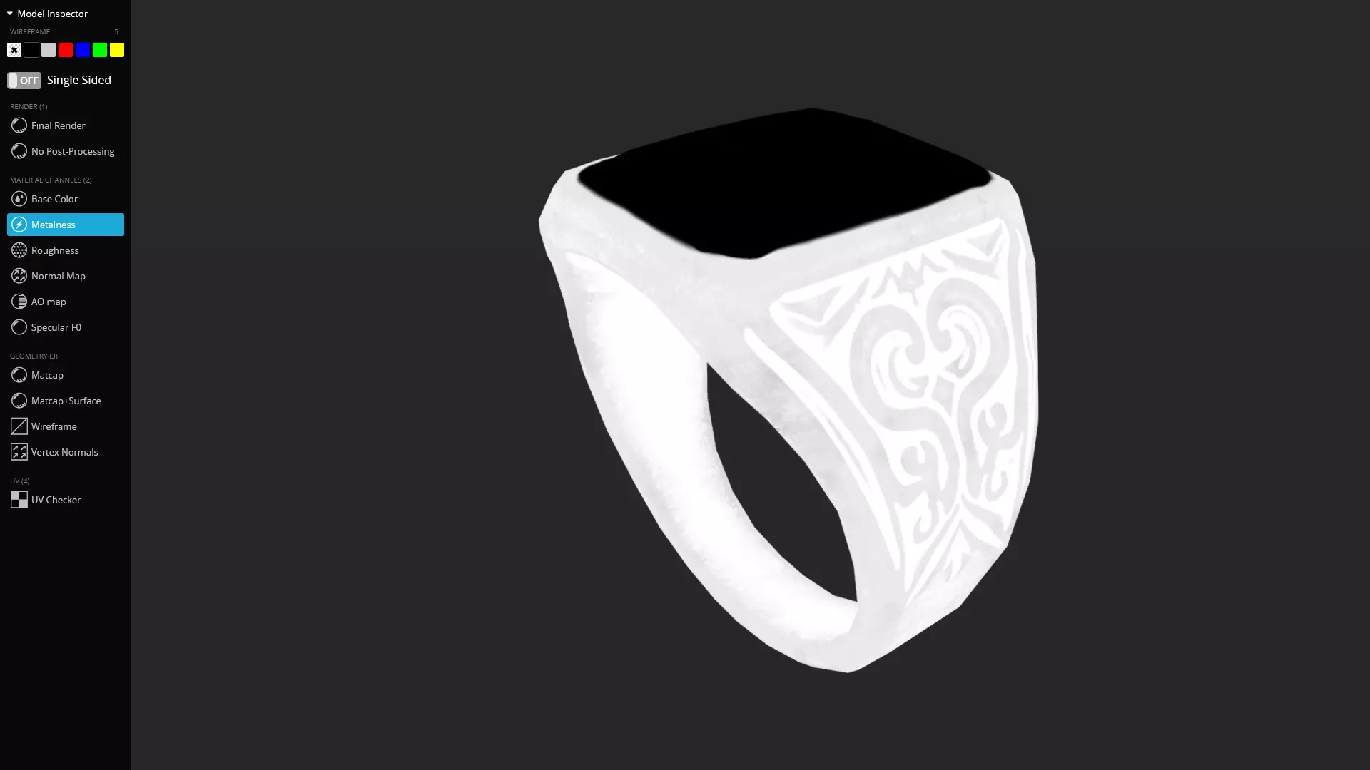 Gothic Silver Signet Ring Game Ready 3D Model Low-poly 3D model_9