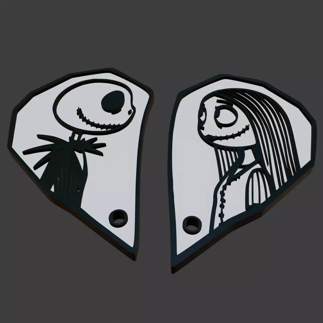 Jack and Sally Couple keychains - The Nightmare Before Christmas 3D print model_5