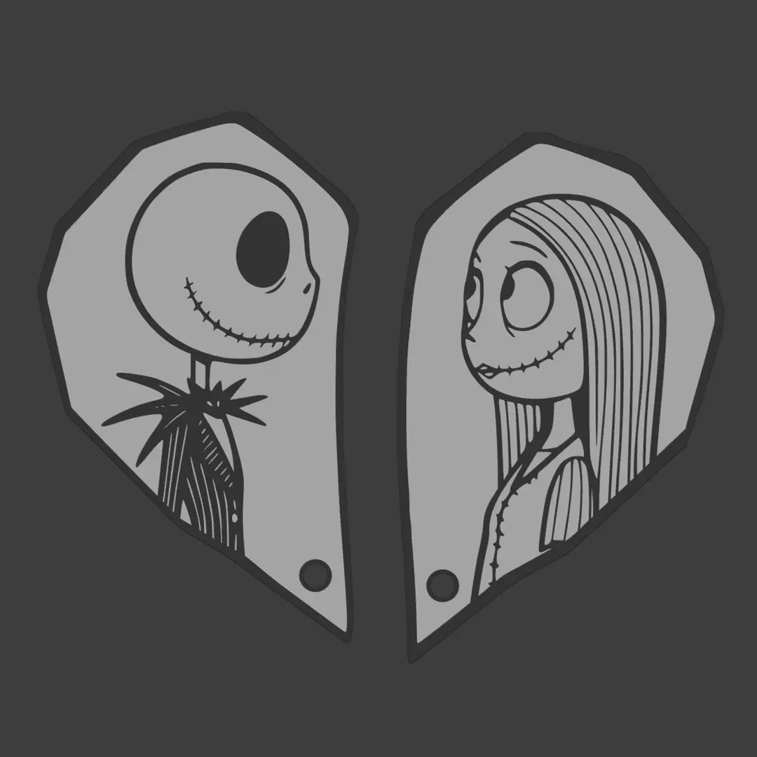 Jack and Sally Couple keychains - The Nightmare Before Christmas 3D print model_3