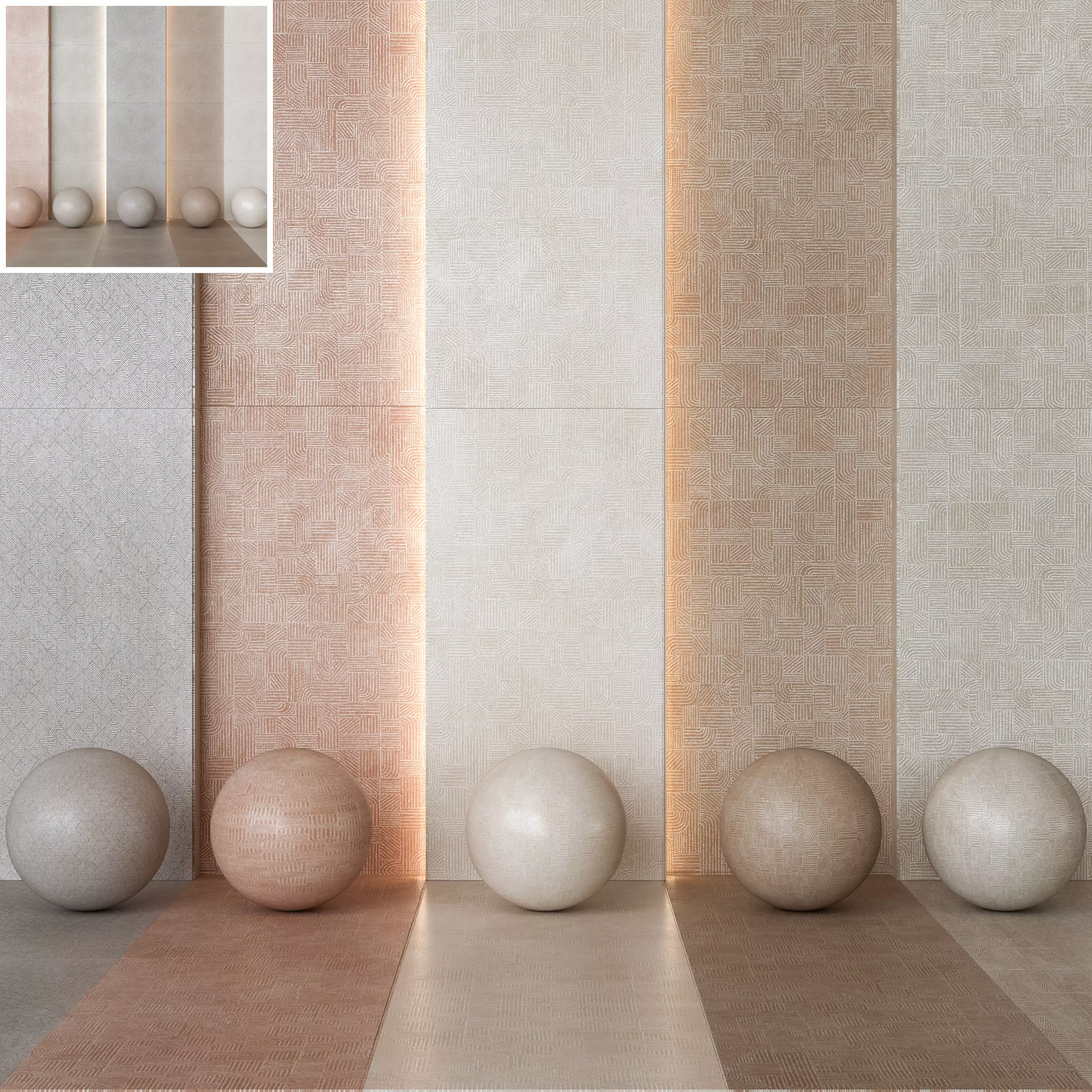 Marazzi Slow Rafia Decorative Tile - 3D Ink -Set of 12 Texture_0