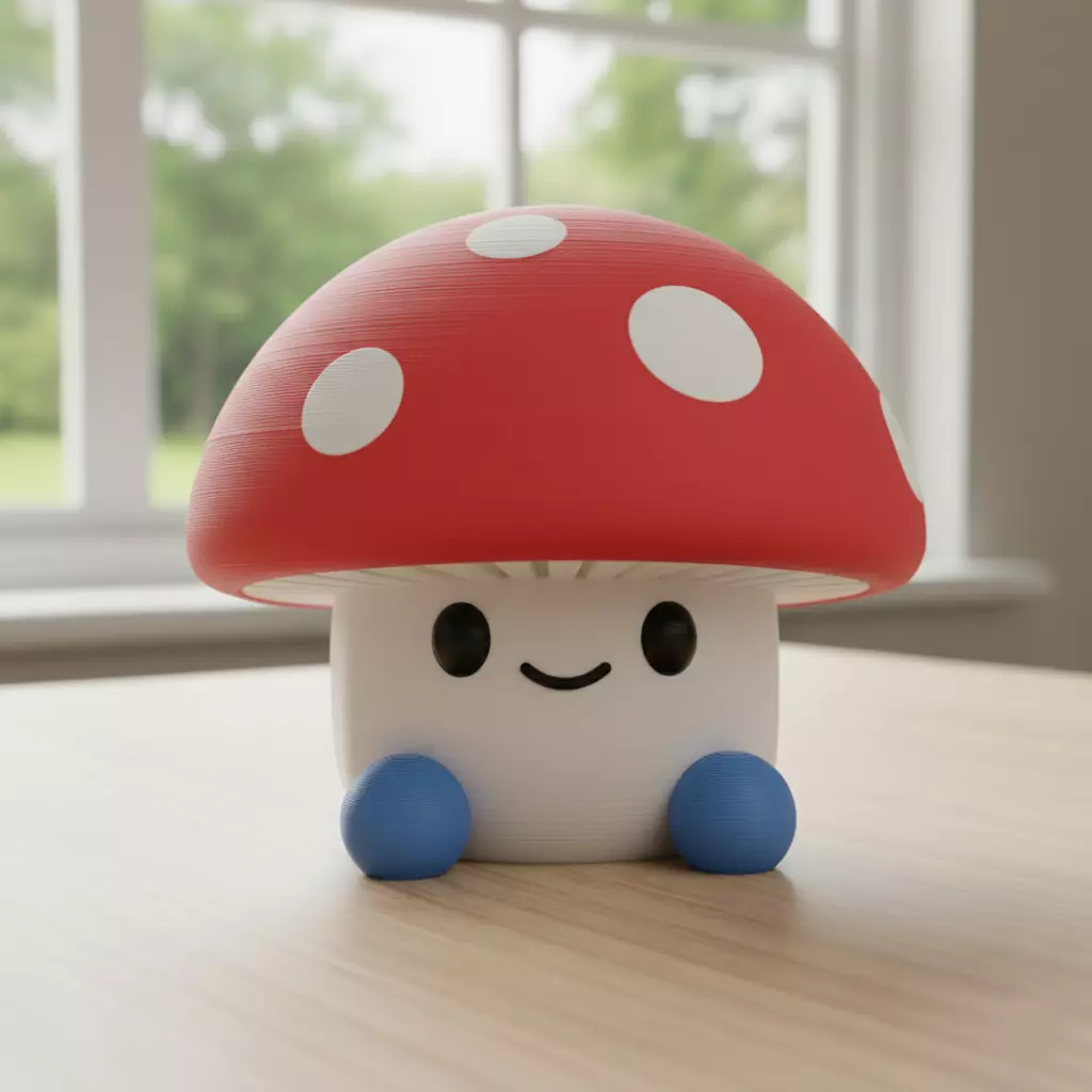 cute mushroom character 3D print model_0