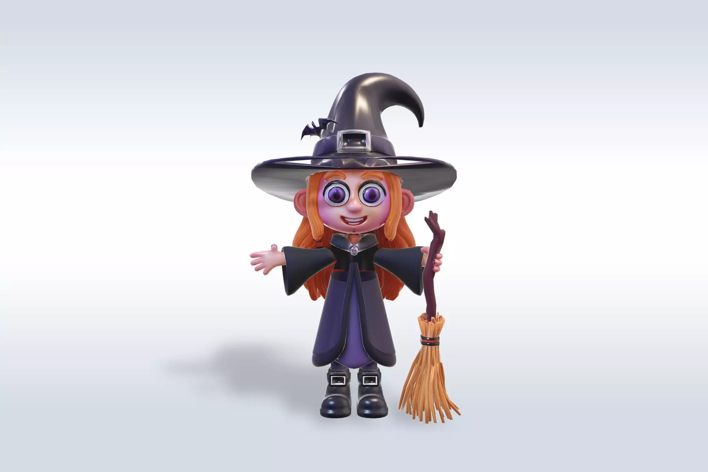 Adorable Witch Halloween Character 3D model_0