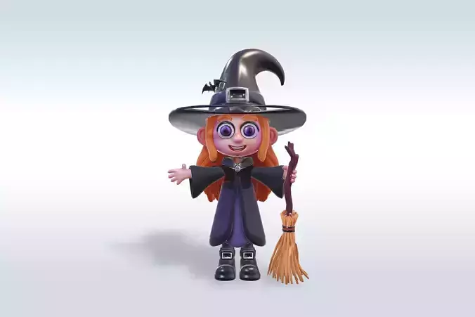 Adorable Witch Halloween Character