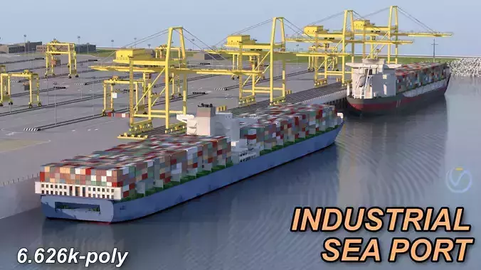 Detailed sea port container terminal