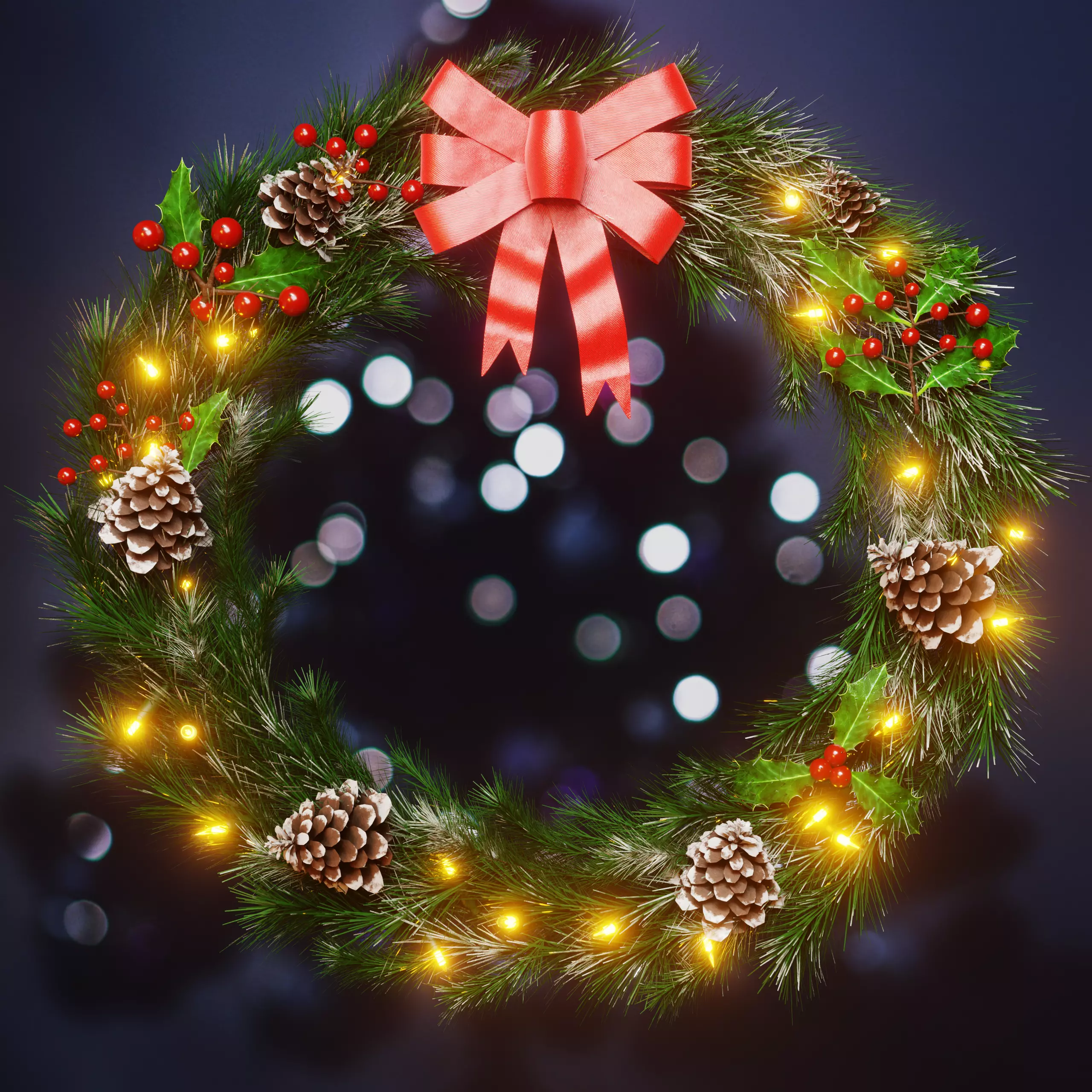 Christmas Wreath 3D model_0