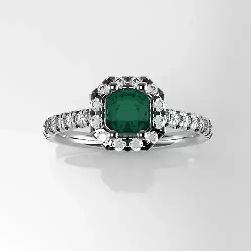 Ascher Halo Ring -  50 points  4-7 mm - 1-5 mm round melee