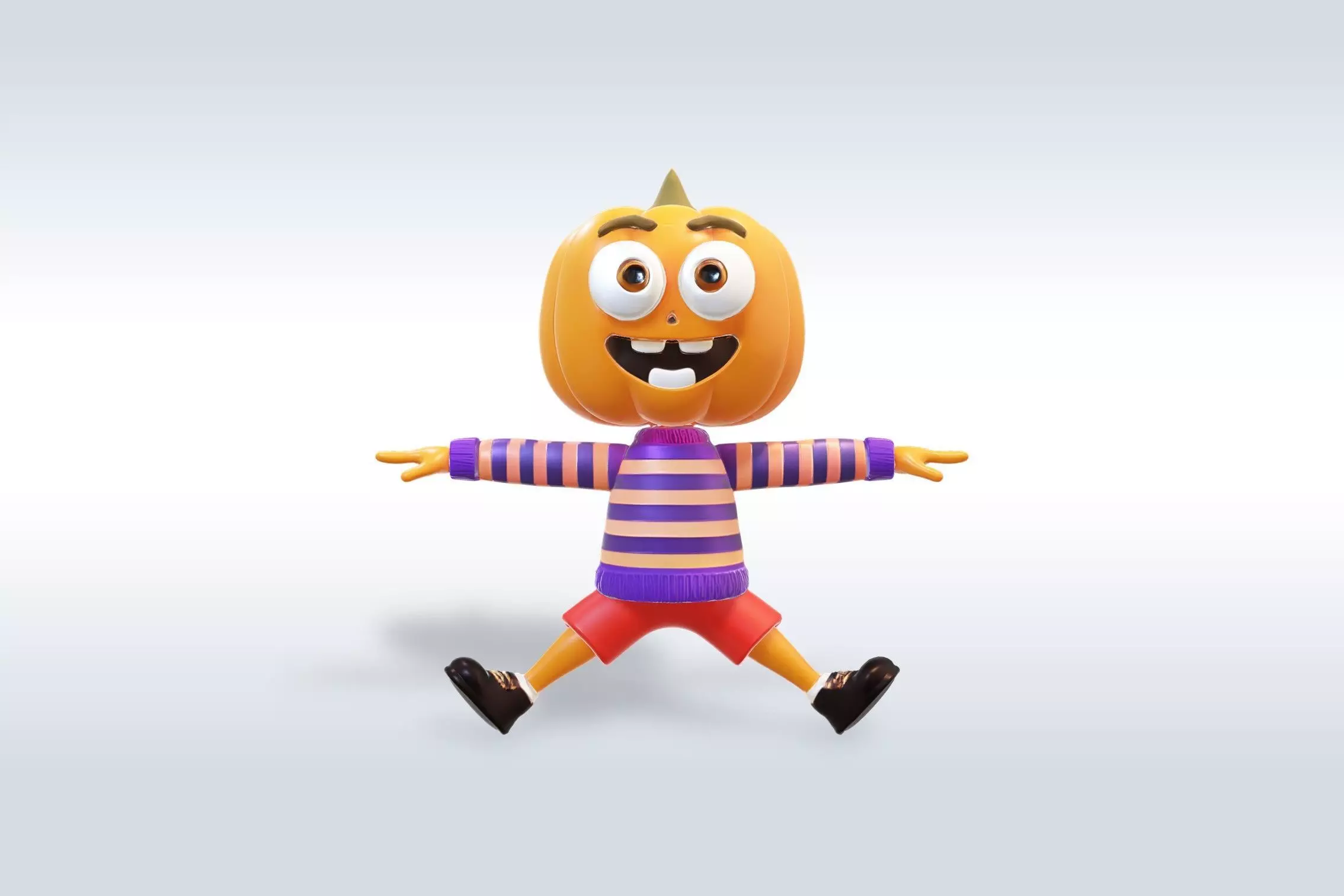 Cheerful Pumpkin Cute Halloween 3D model_0