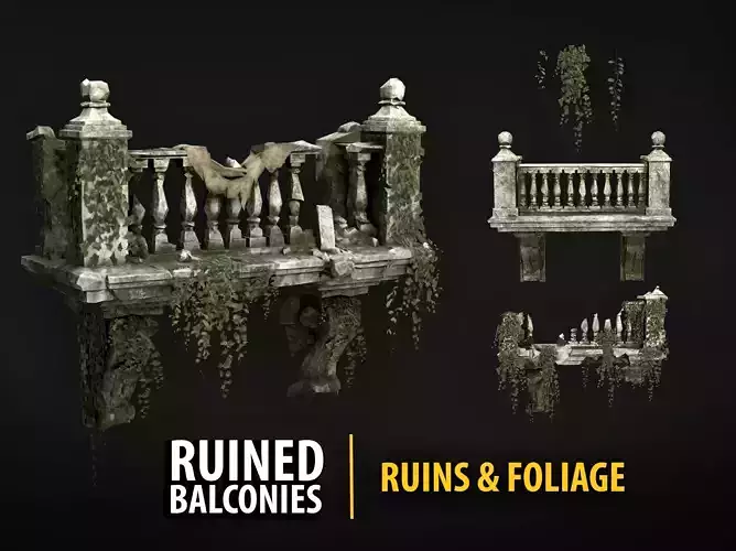 Ruined Balconies - Modular Ruins Pack