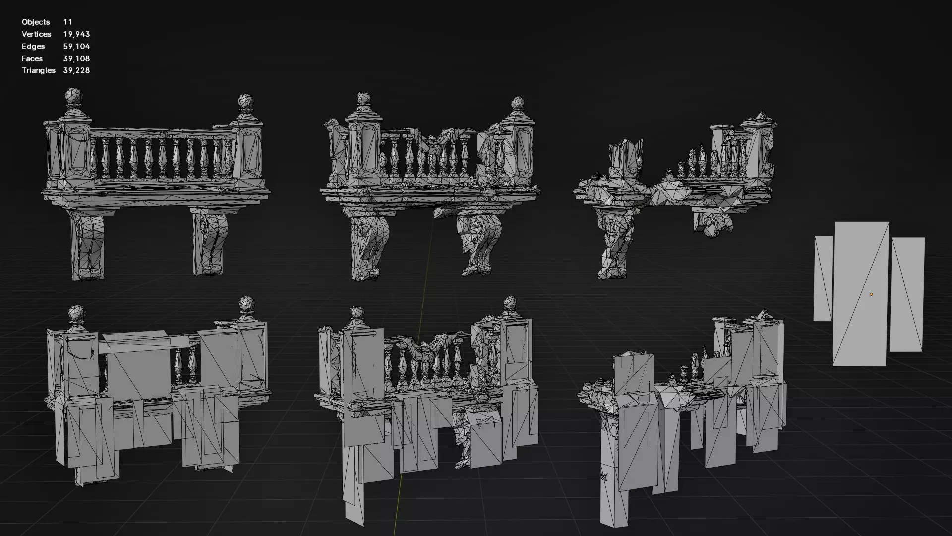 Ruined Balconies - Modular Ruins Pack Low-poly 3D model_8