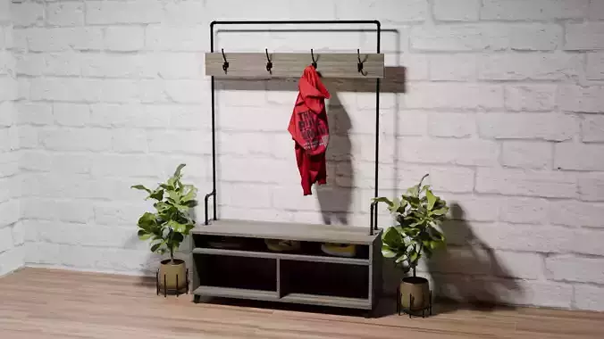 Industrial Pipes and Wood Hall Tree