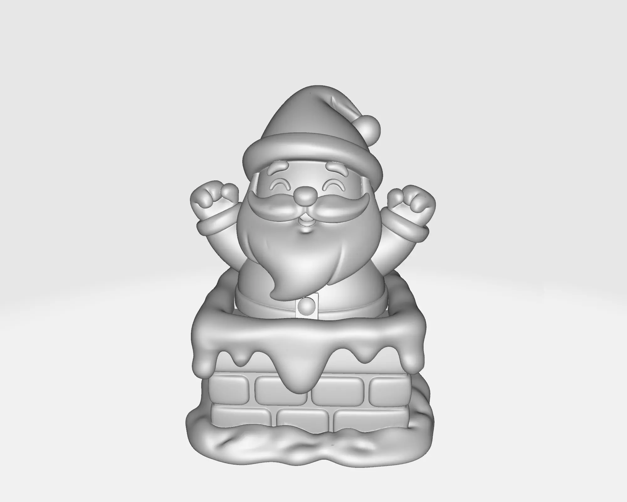 Cute Santa Claus Coming Out of Chimney Christmas Decoration 3D print model_2