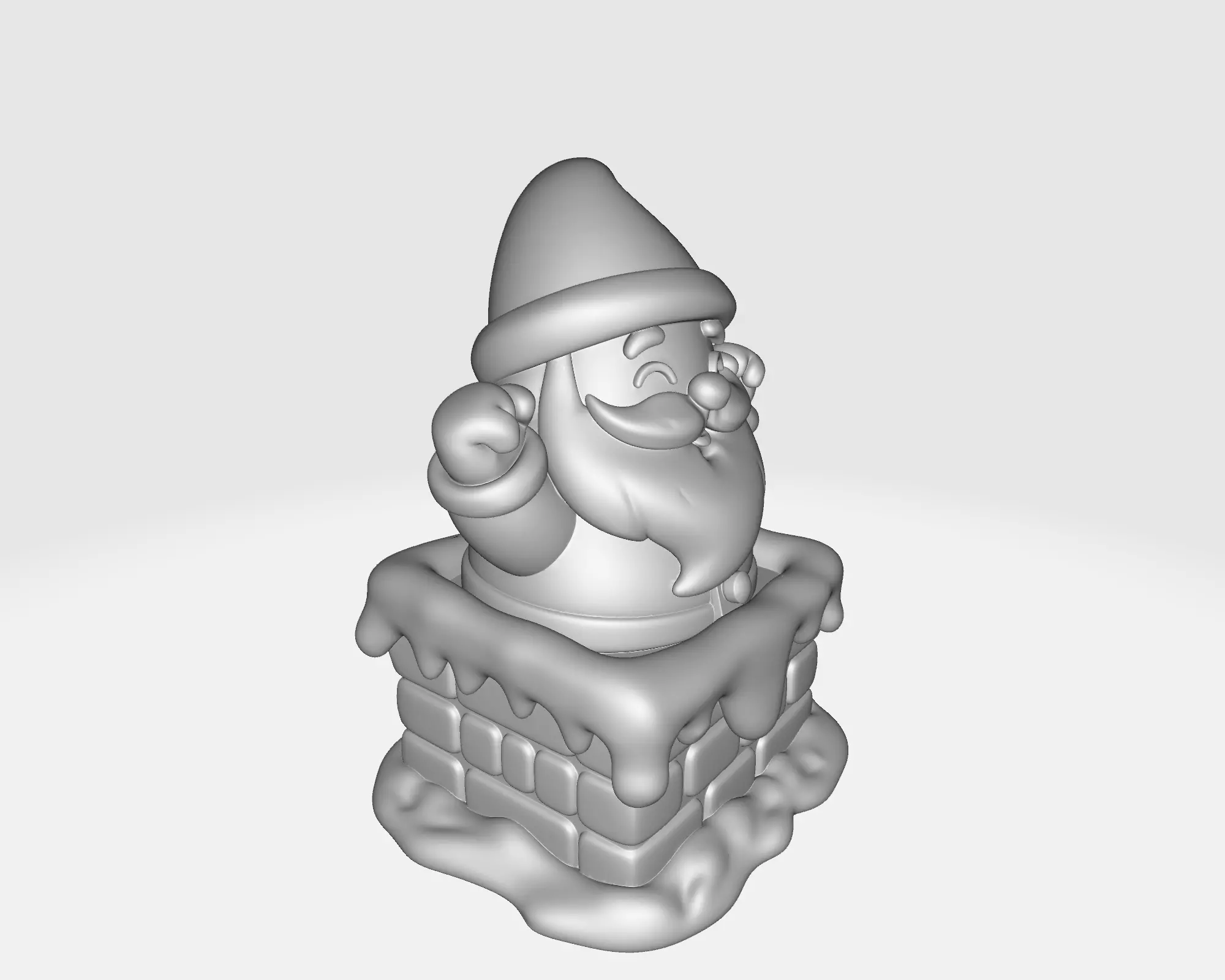 Cute Santa Claus Coming Out of Chimney Christmas Decoration 3D print model_1