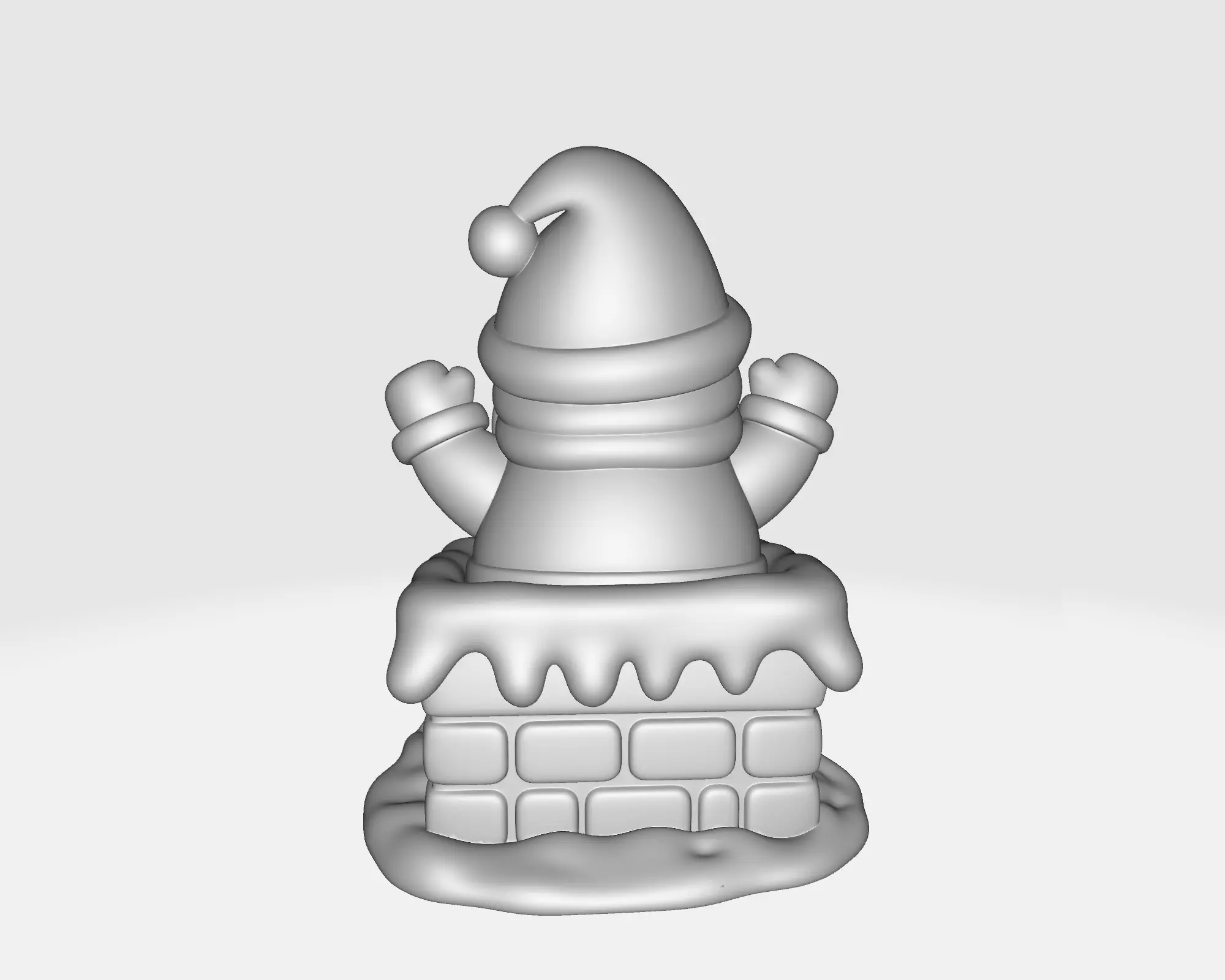 Cute Santa Claus Coming Out of Chimney Christmas Decoration 3D print model_7