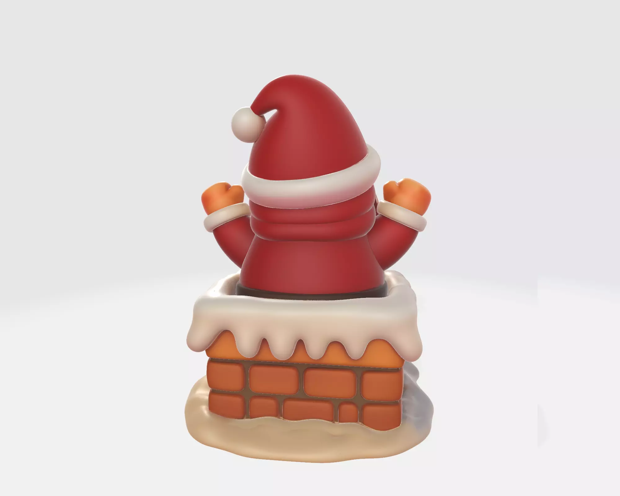 Cute Santa Claus Coming Out of Chimney Christmas Decoration 3D print model_5