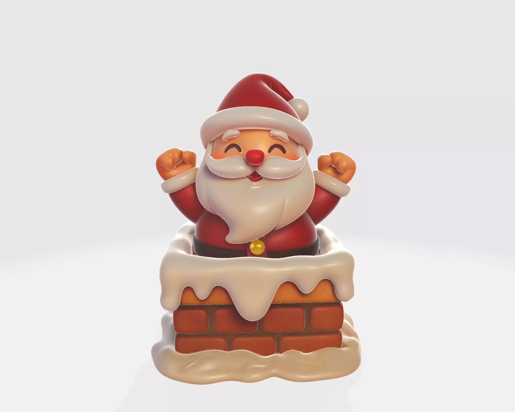 Cute Santa Claus Coming Out of Chimney Christmas Decoration 3D print model_8