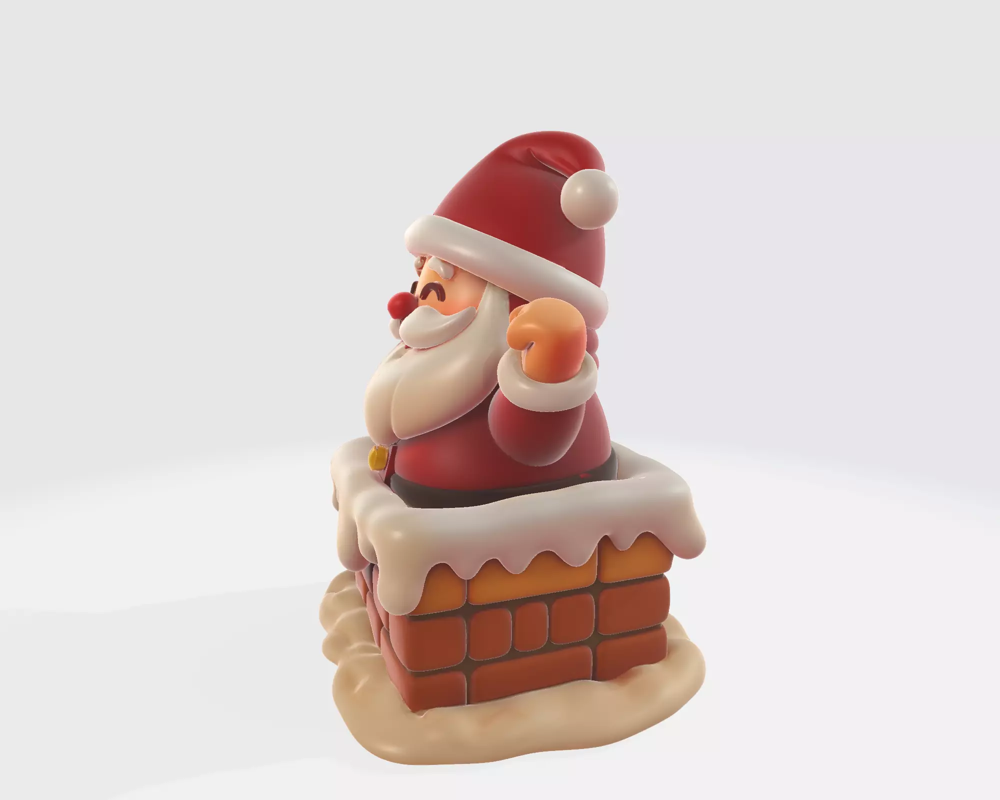 Cute Santa Claus Coming Out of Chimney Christmas Decoration 3D print model_4