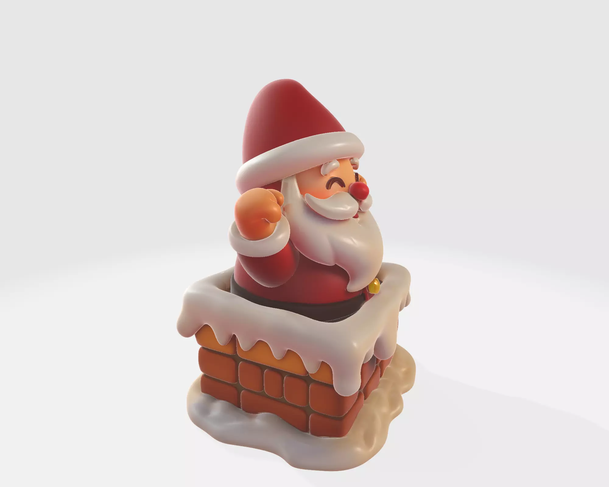 Cute Santa Claus Coming Out of Chimney Christmas Decoration 3D print model_6