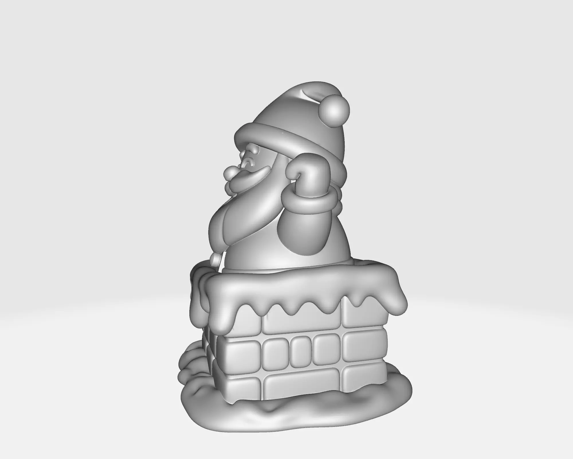 Cute Santa Claus Coming Out of Chimney Christmas Decoration 3D print model_3
