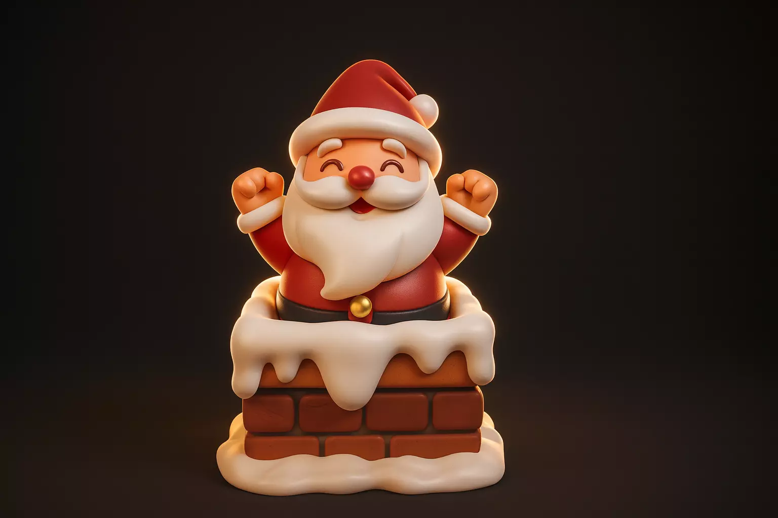 Cute Santa Claus Coming Out of Chimney Christmas Decoration 3D print model_0