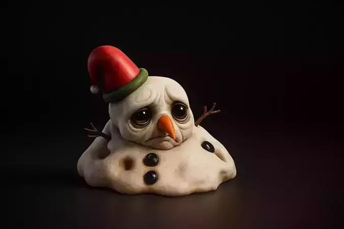 Sad Melting Snowman Christmas Cute Winter Decoration 3D print model Sad Melting Snowman Christmas Cute Winter Decoration 3D print model