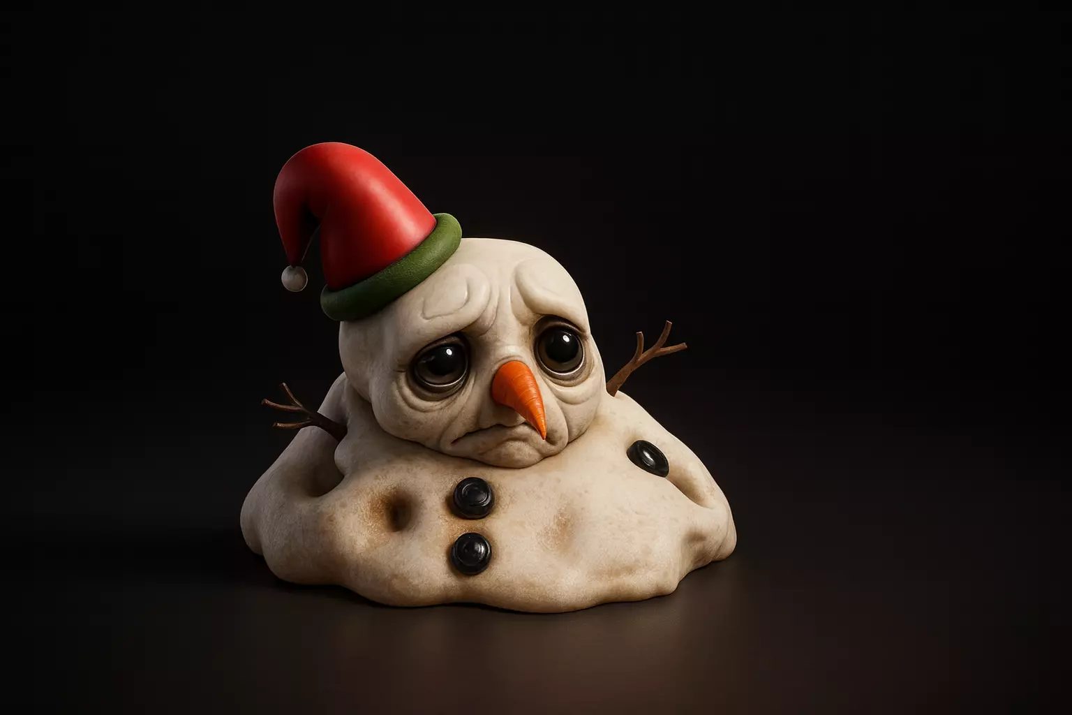 Sad Melting Snowman Christmas Cute Winter Decoration 3D print model_0