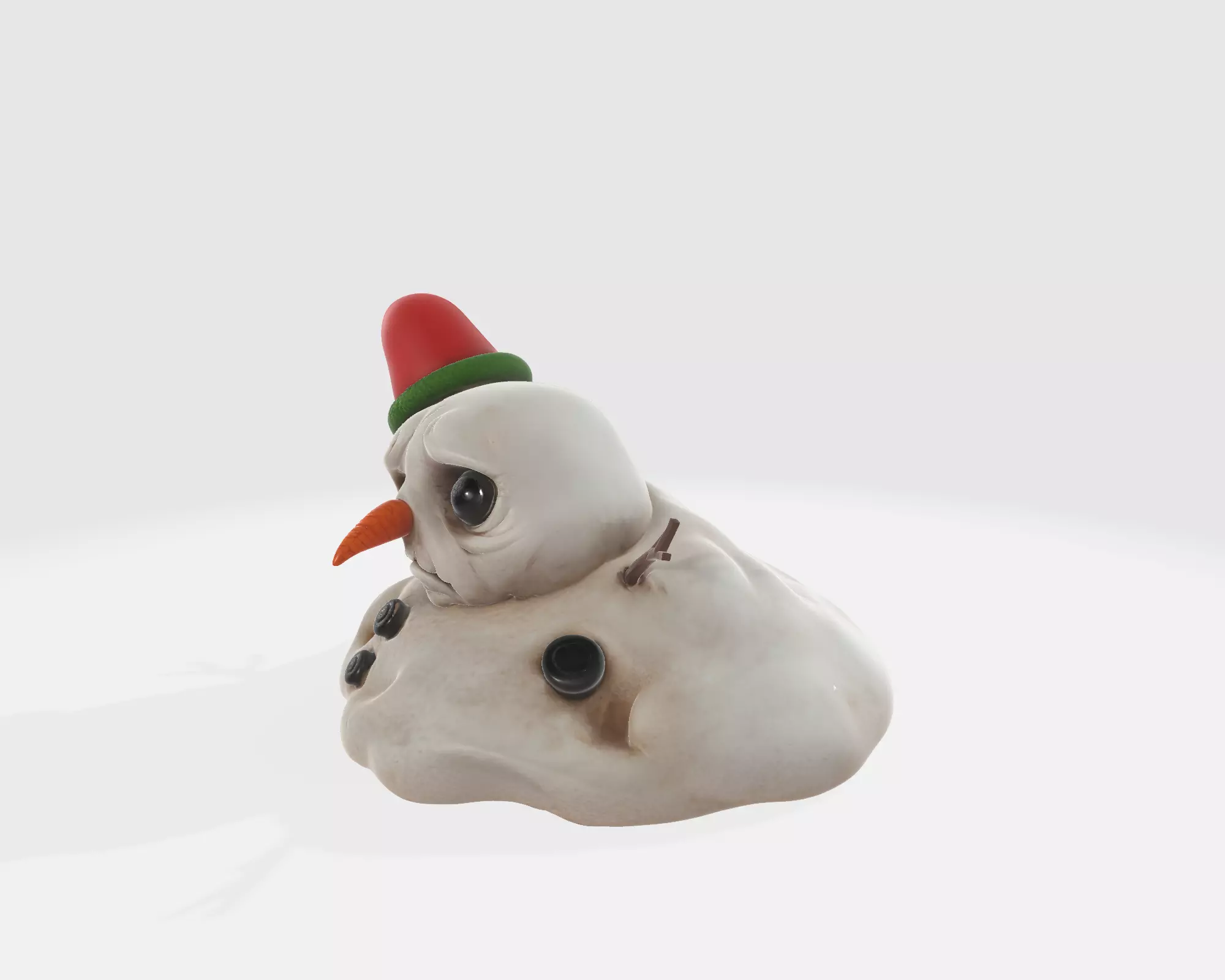 Sad Melting Snowman Christmas Cute Winter Decoration 3D print model_5