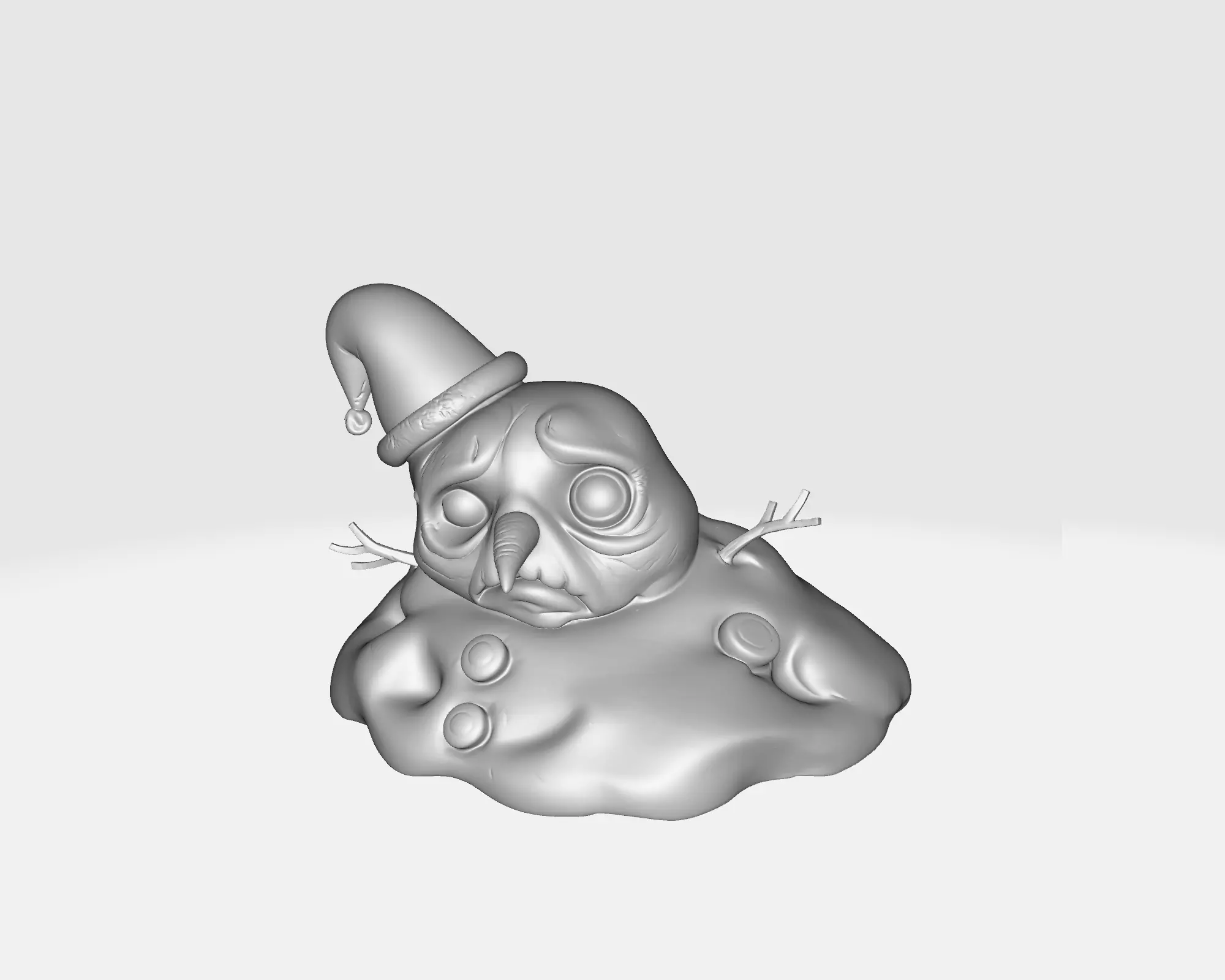 Sad Melting Snowman Christmas Cute Winter Decoration 3D print model_2