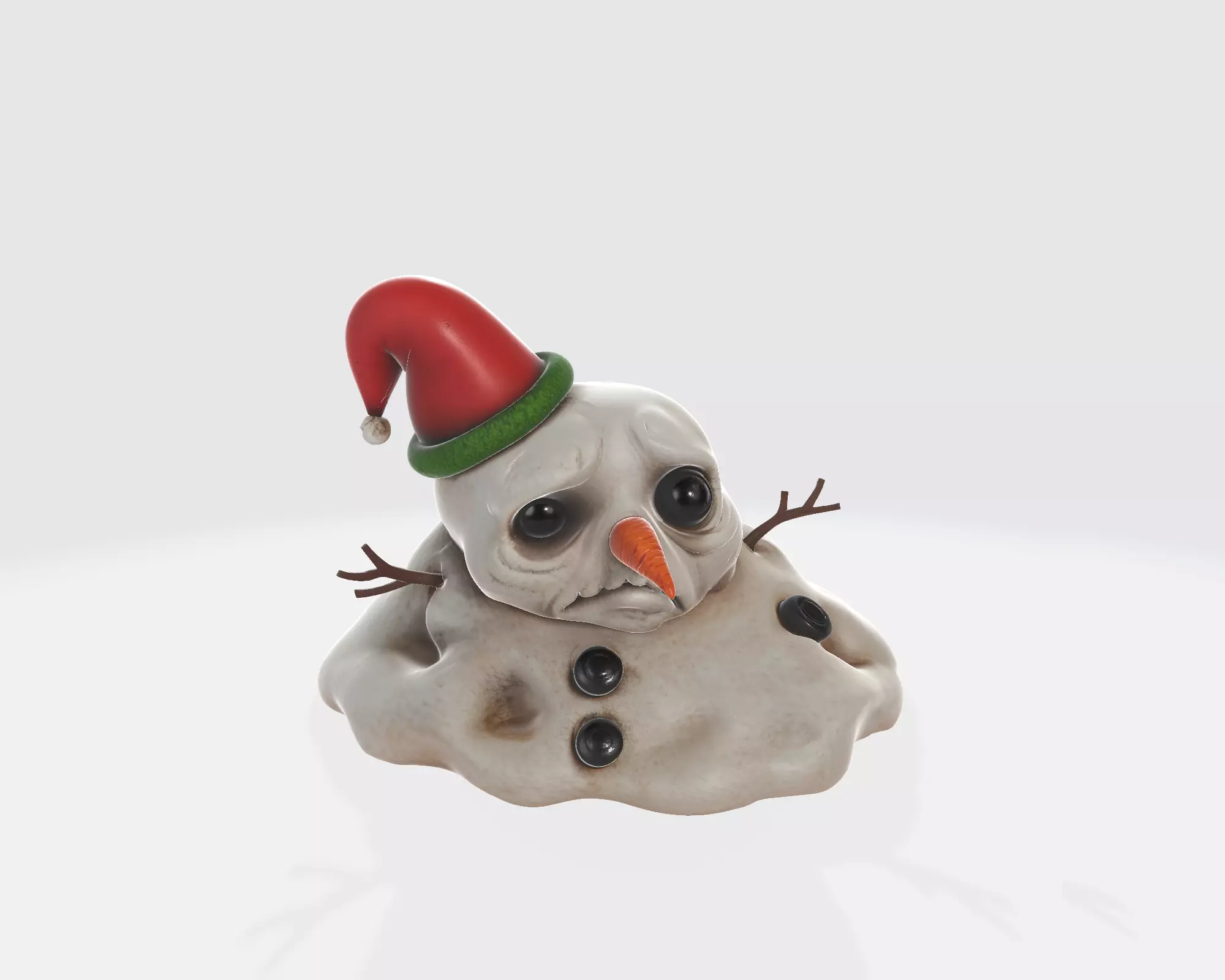 Sad Melting Snowman Christmas Cute Winter Decoration 3D print model_4