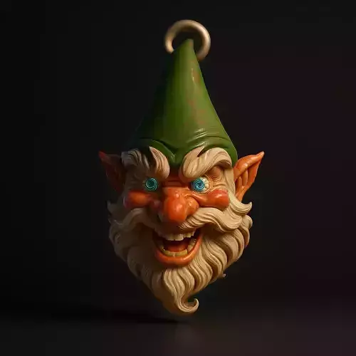 Evil Gnome Head Pendant Creepy Fantasy Necklace Charm
