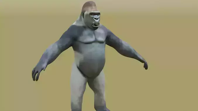 Gorilla low poly with mouth and eye 3D model