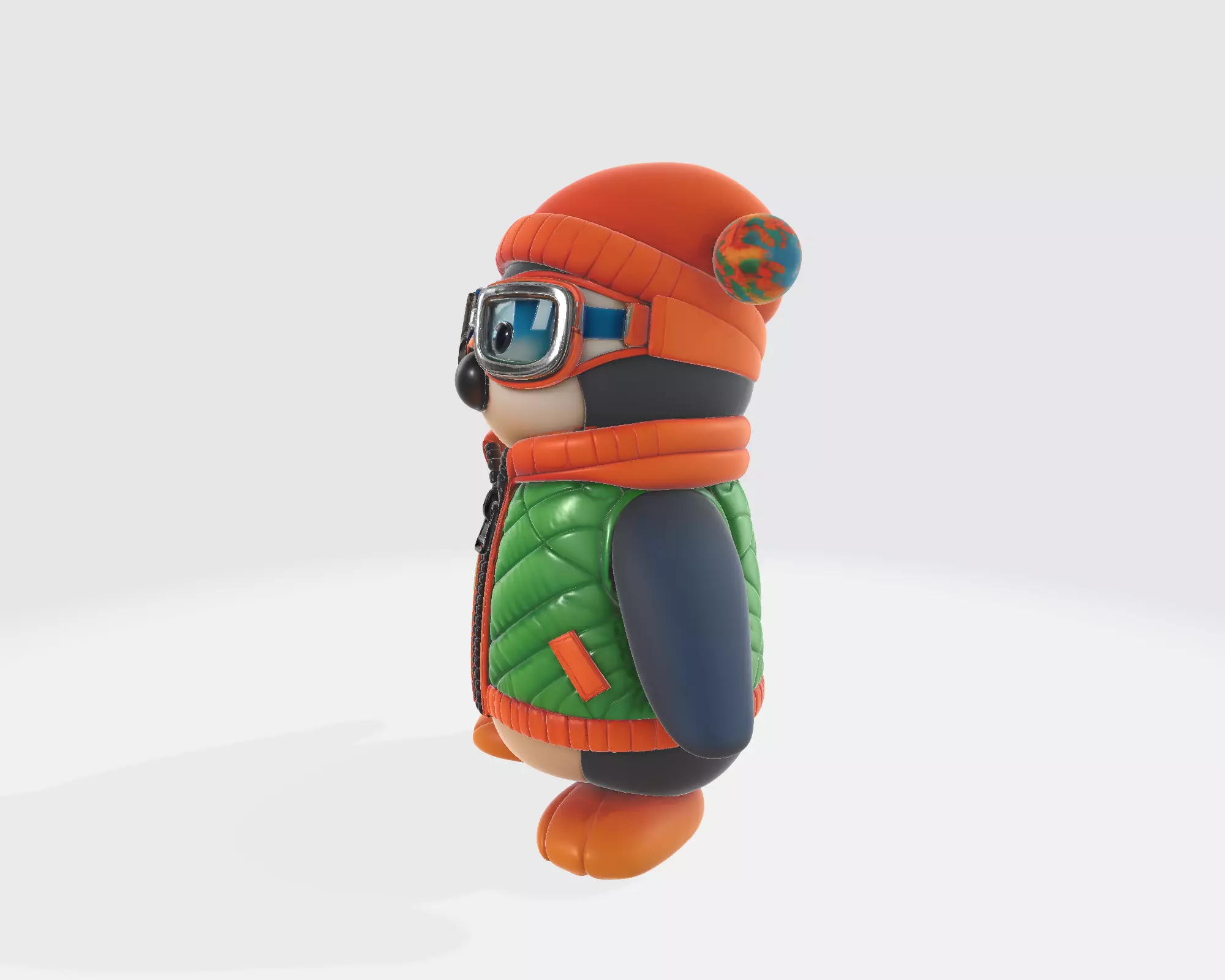 Adorable Winter Penguin Figurine with GogglesHat and Vest  3D print model_5
