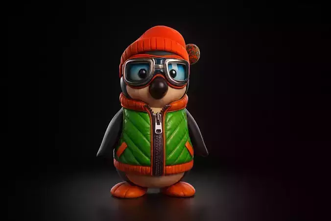 Adorable Winter Penguin Figurine with GogglesHat and Vest  3D print model