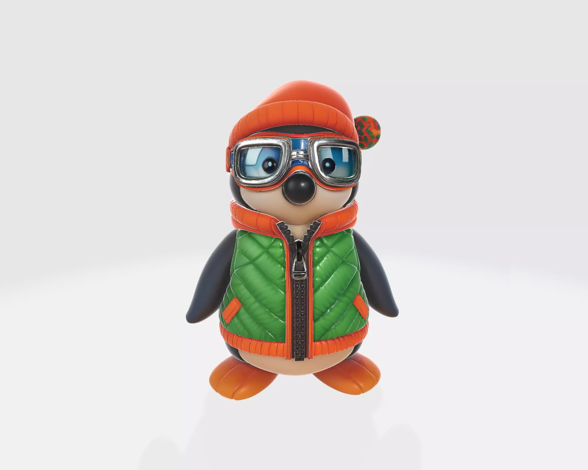 Adorable Winter Penguin Figurine with GogglesHat and Vest  3D print model_4