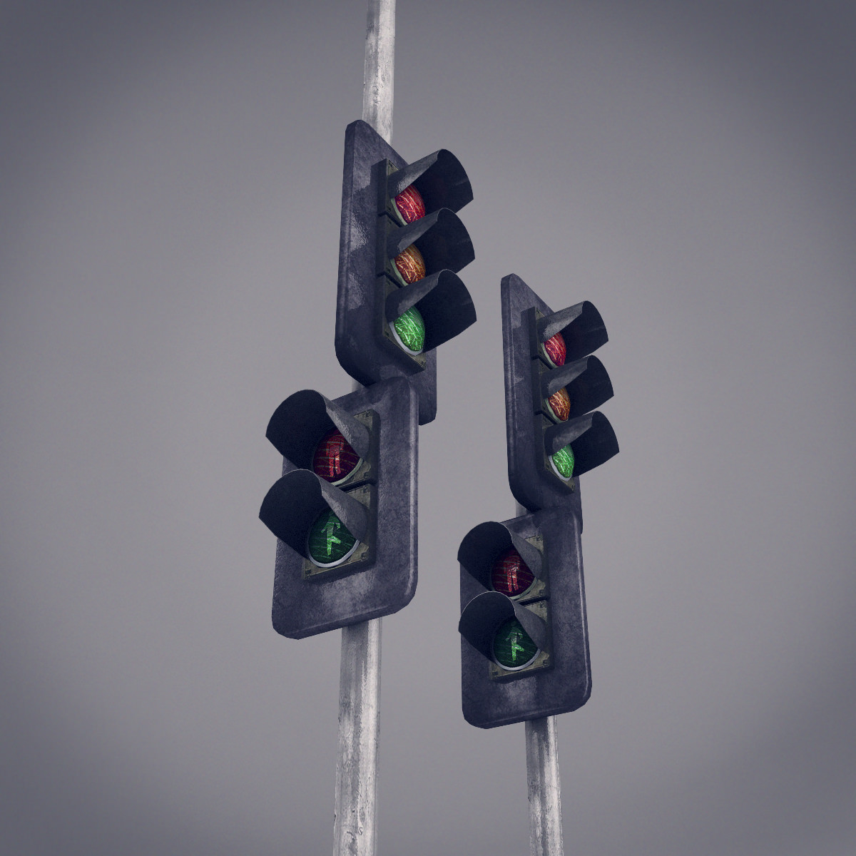 Traffic Lights Low-poly 3D model_4