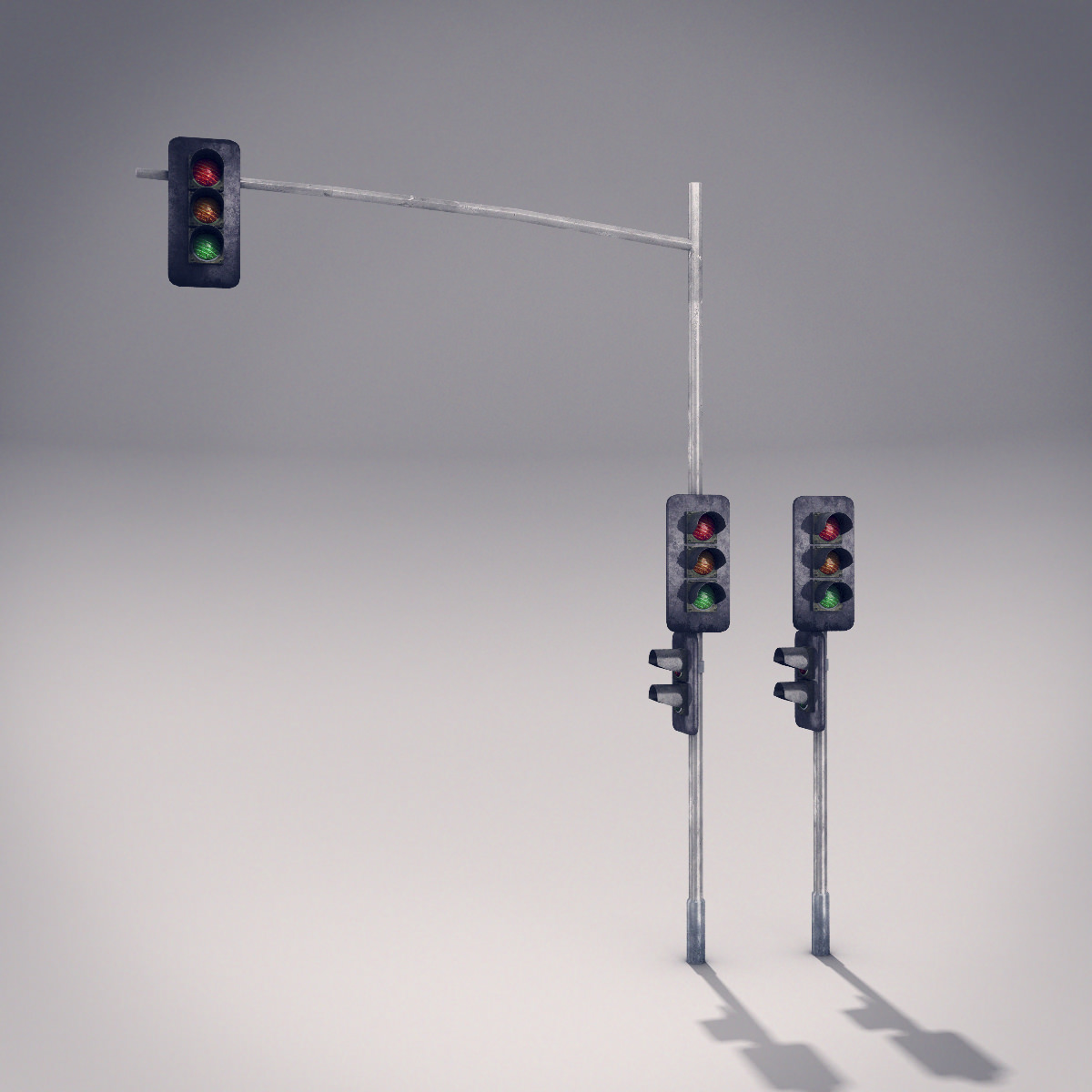 Traffic Lights Low-poly 3D model_2
