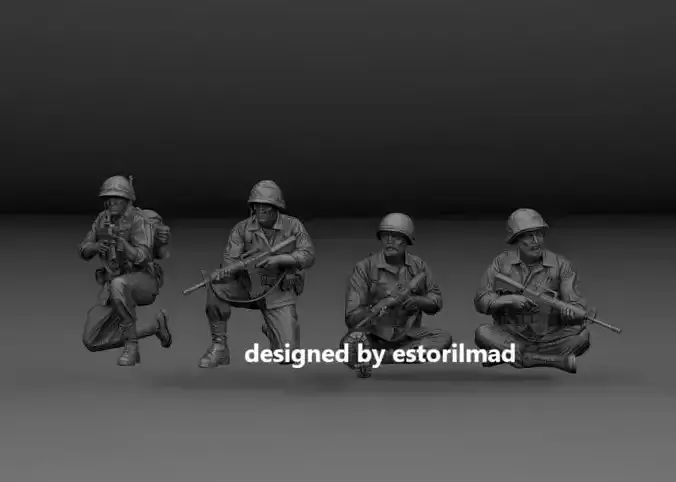 PACK 4 AMERICAN SOLDIER SITTING RESTING M113 V2