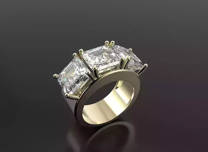 Ring with big quad gems
