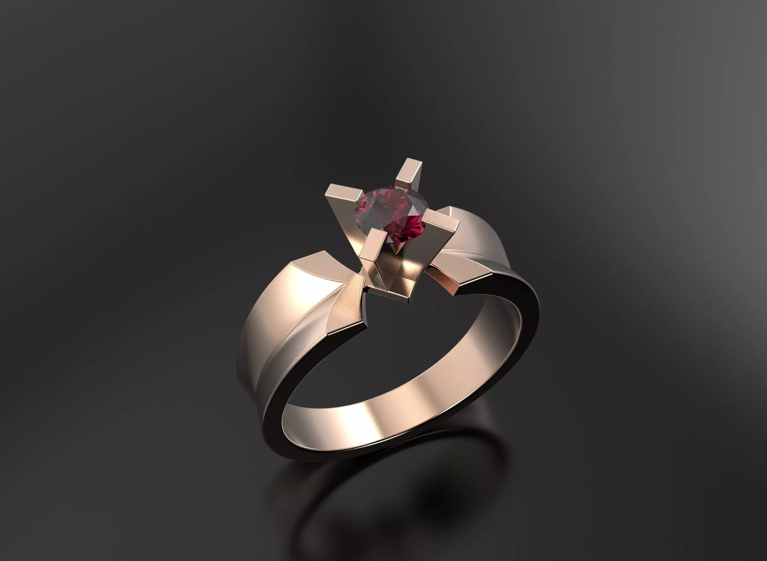 One diamond ring  3D print model_4
