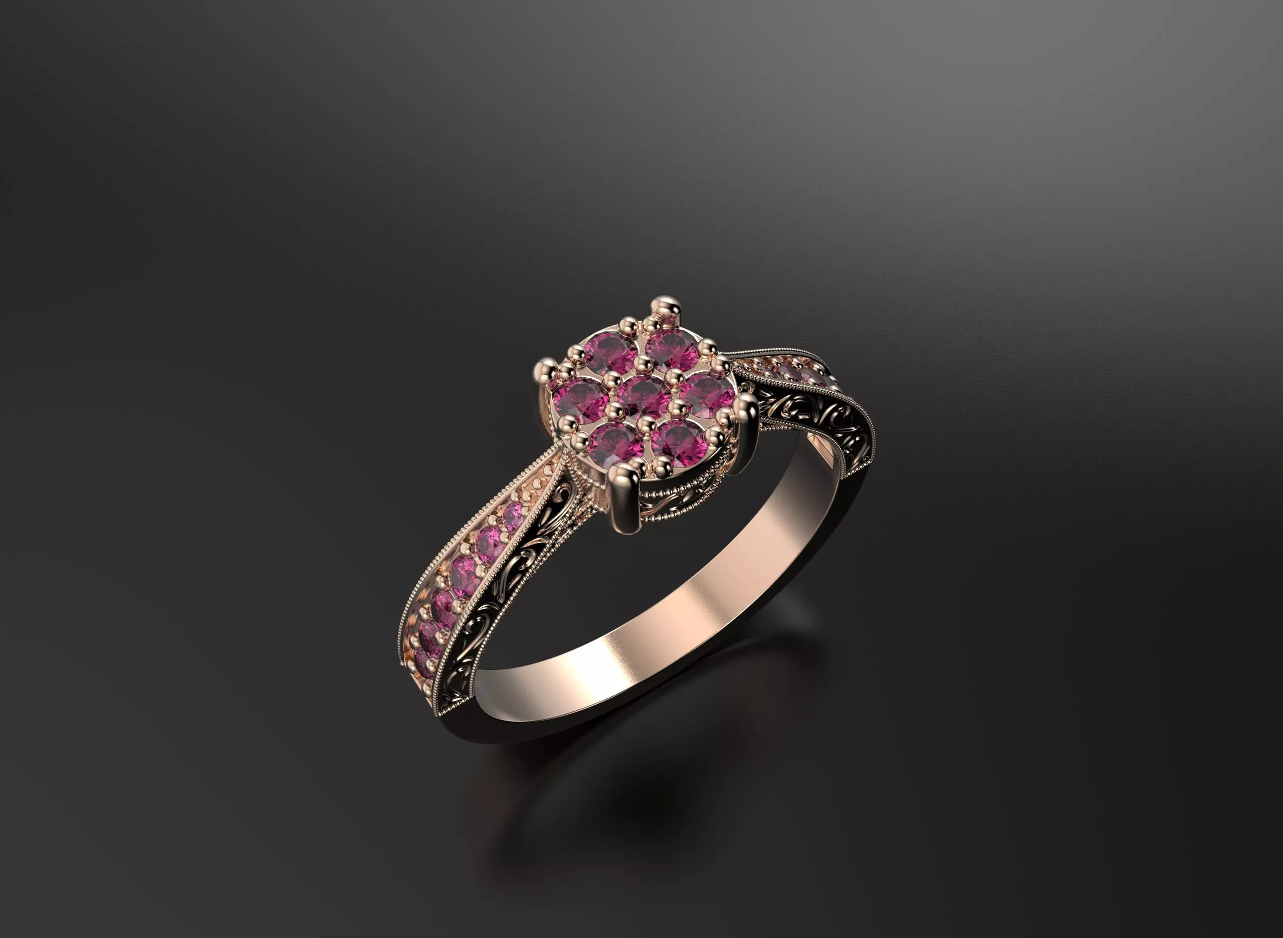 Ring with patterns  3D print model_3