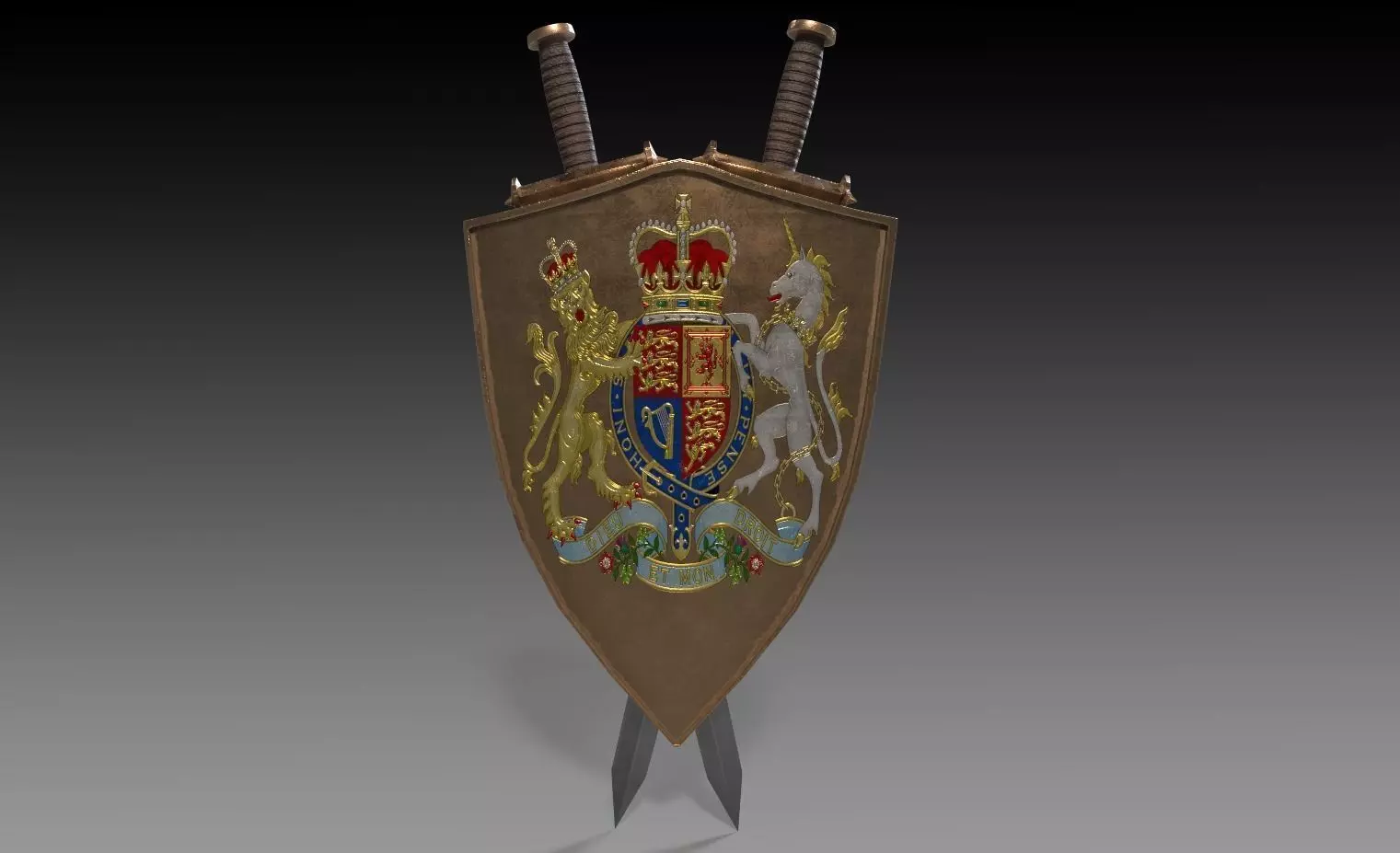 Crossed Swords and Shield wall decoration 3D model