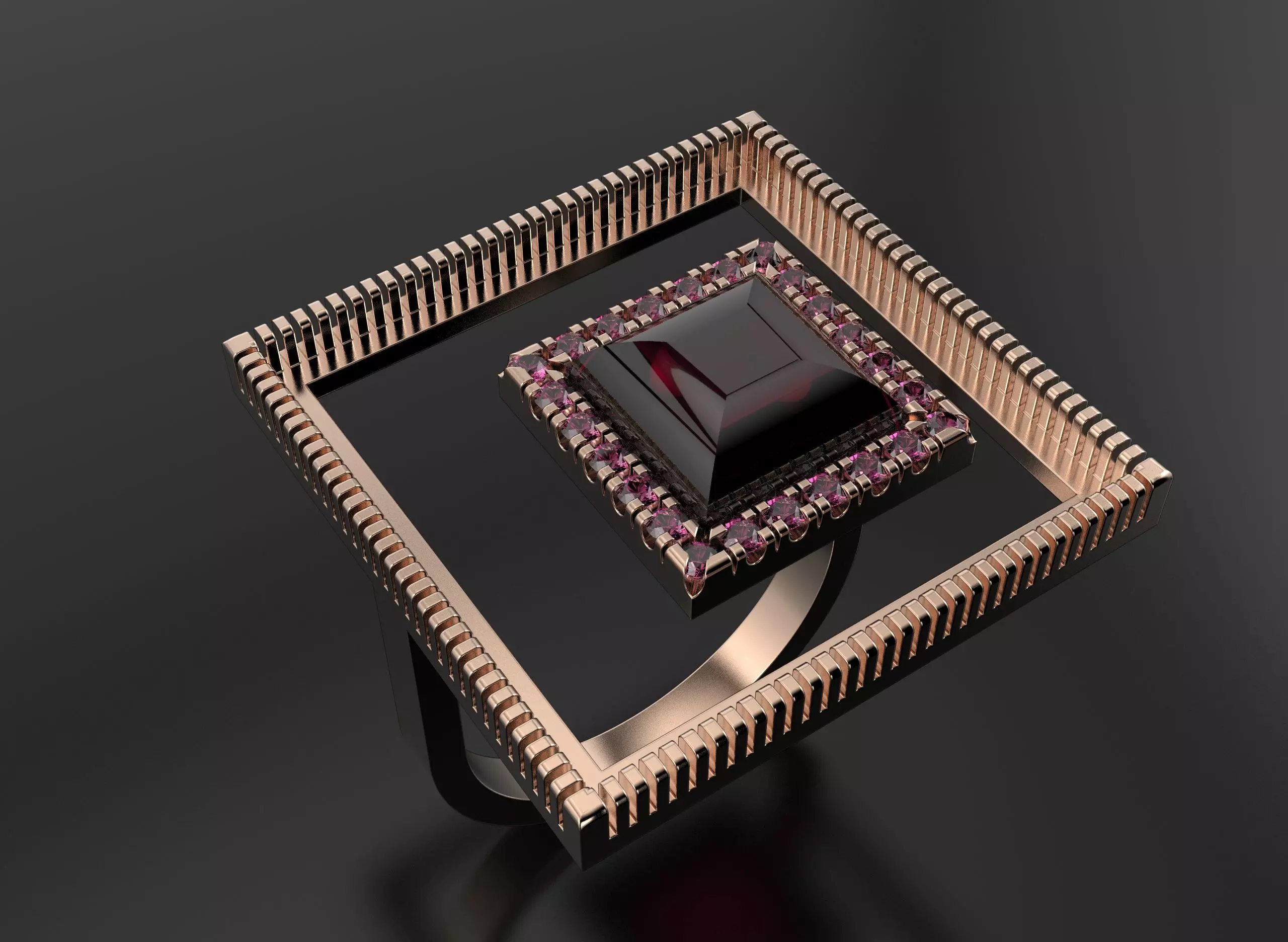 Quad unique ring 3D print model_4