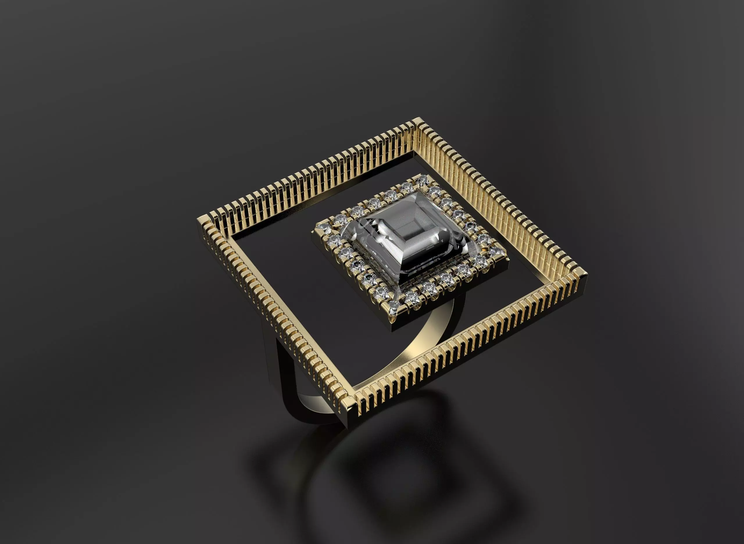 Quad unique ring 3D print model_0