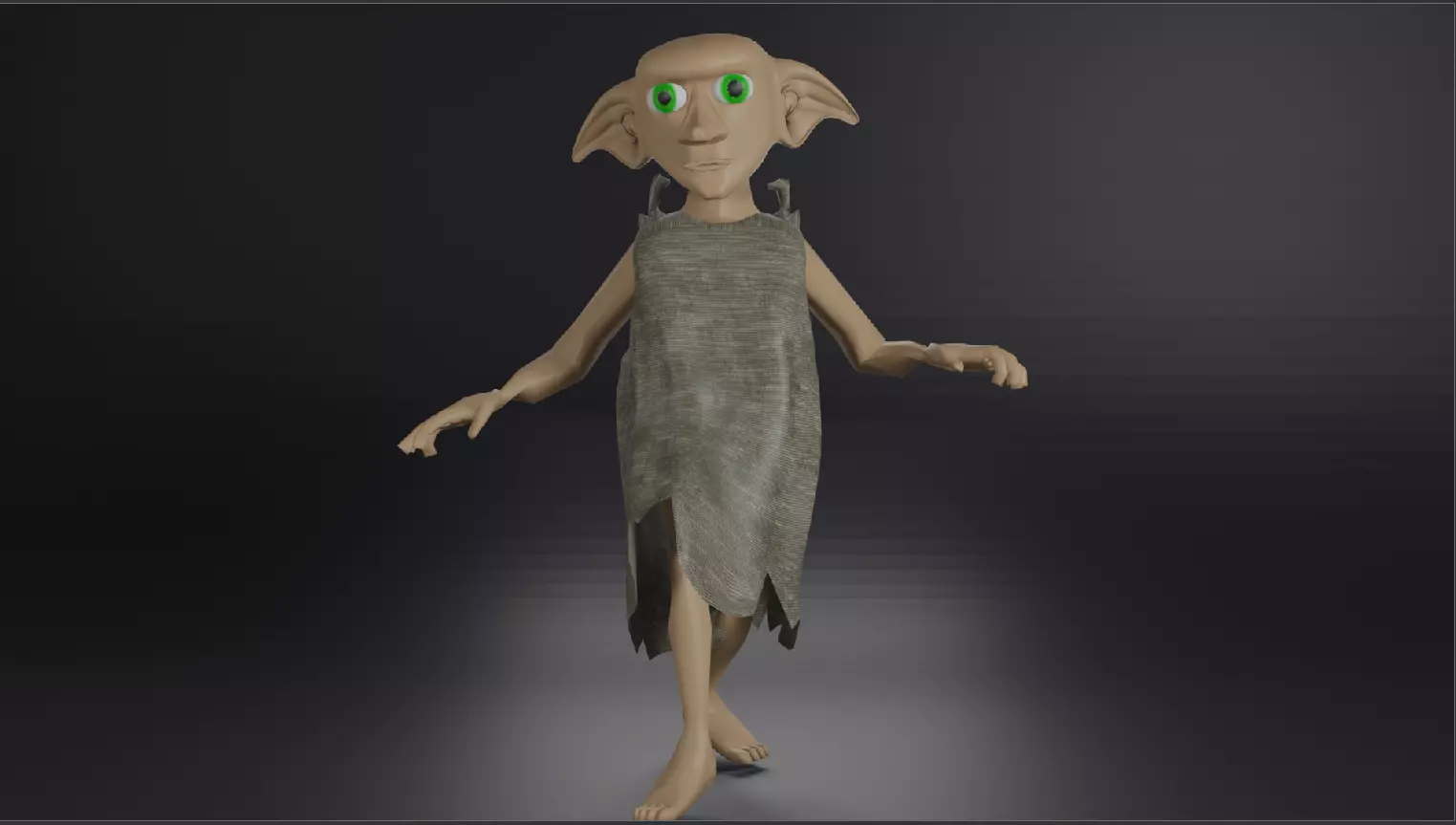 Dobby Low Poly Animated 3D Model Harry Potter Style Low-poly 3D model_0