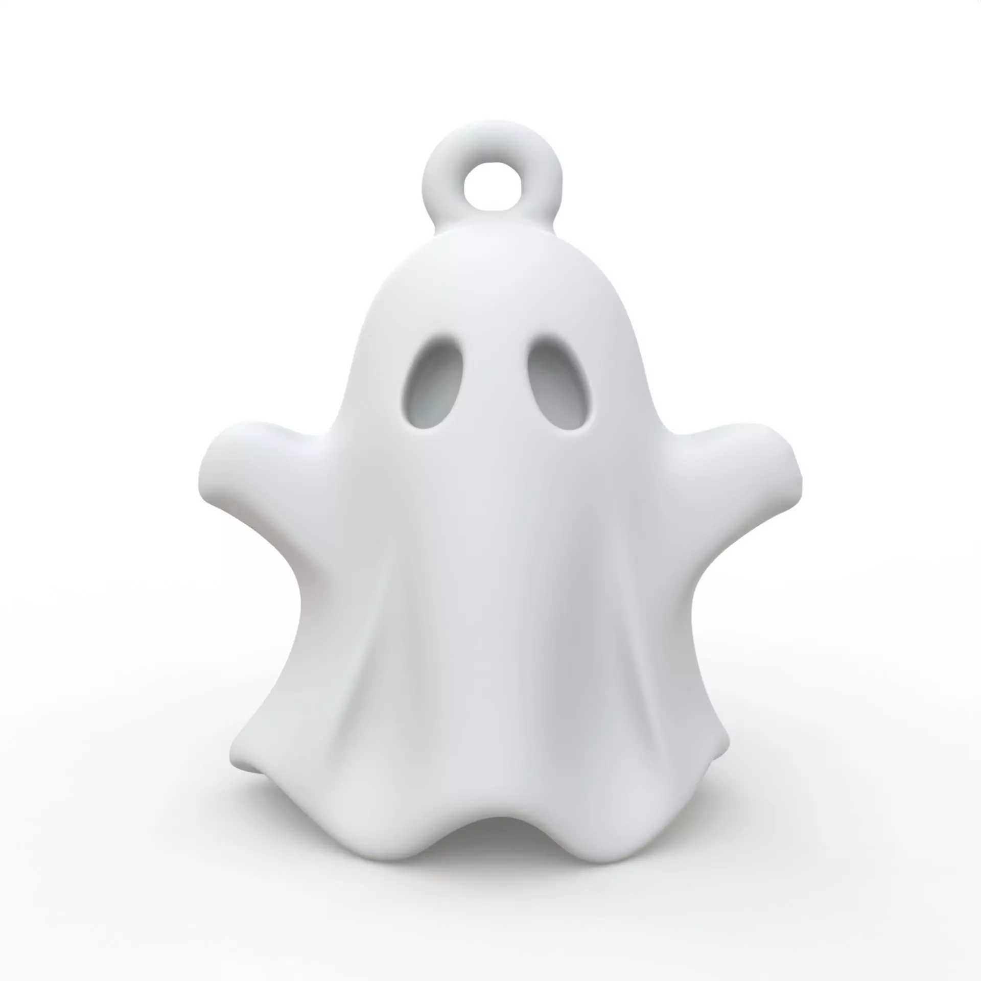 Halloween Ghost Keychain 3D Print Simple Loop Attachment 3D print model_0