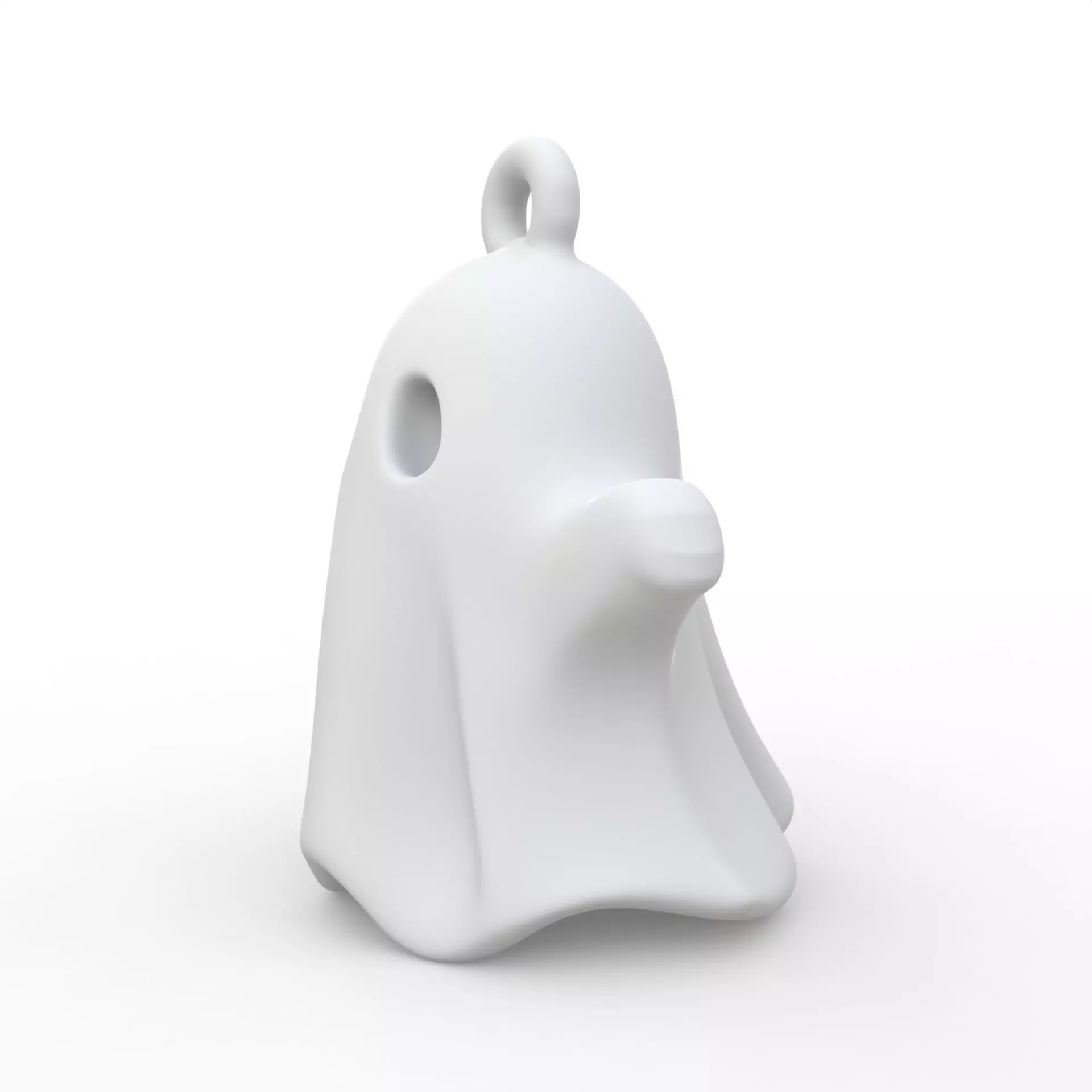 Halloween Ghost Keychain 3D Print Simple Loop Attachment 3D print model_1