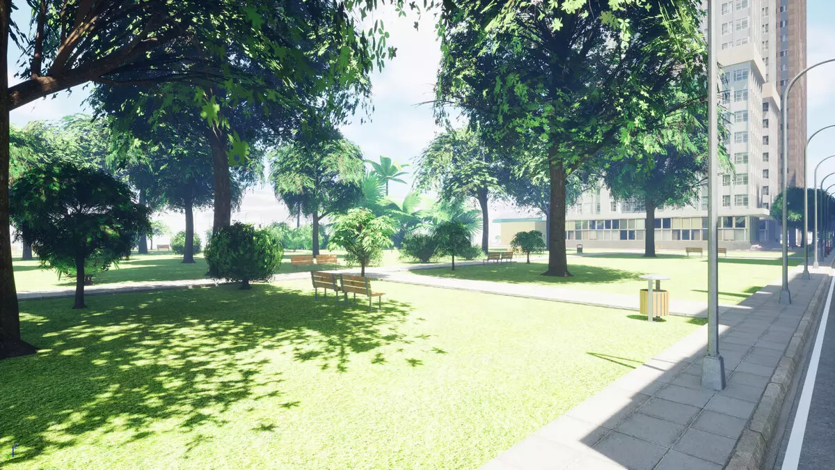 City Downtown Skyscraper Street Lot 05 Free low-poly 3D model_1