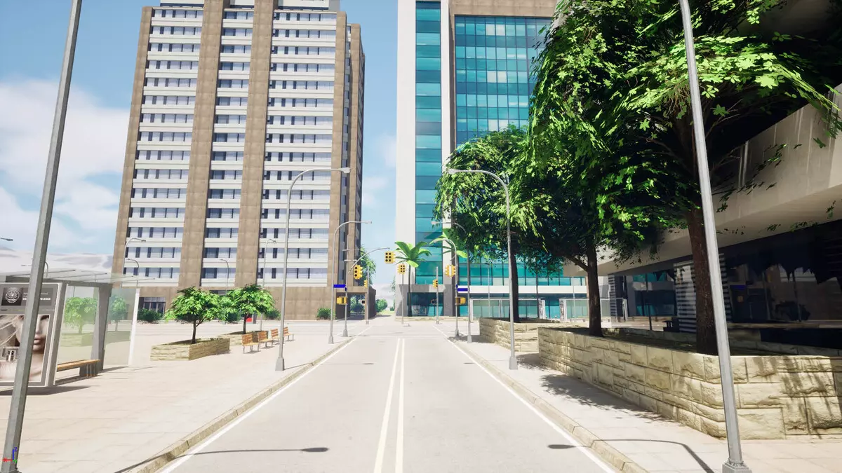 City Downtown Skyscraper Street Lot 05 Free low-poly 3D model_2