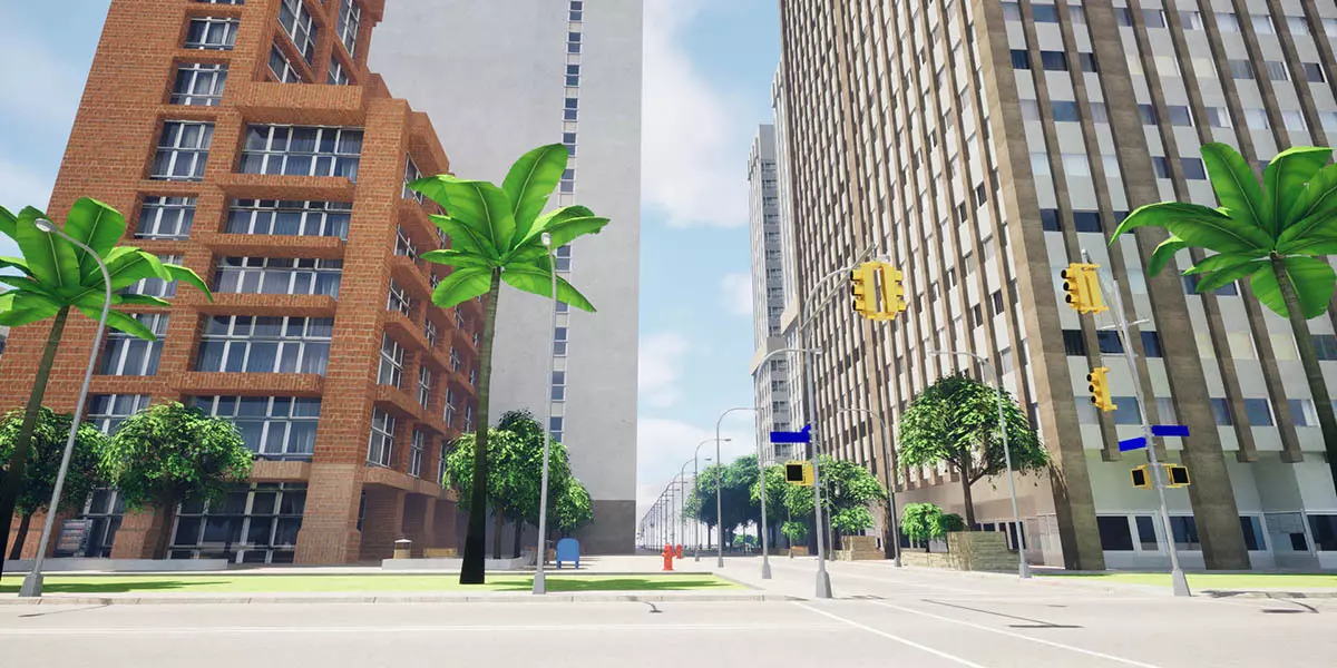 City Downtown Skyscraper Street Lot 05 Free low-poly 3D model_0