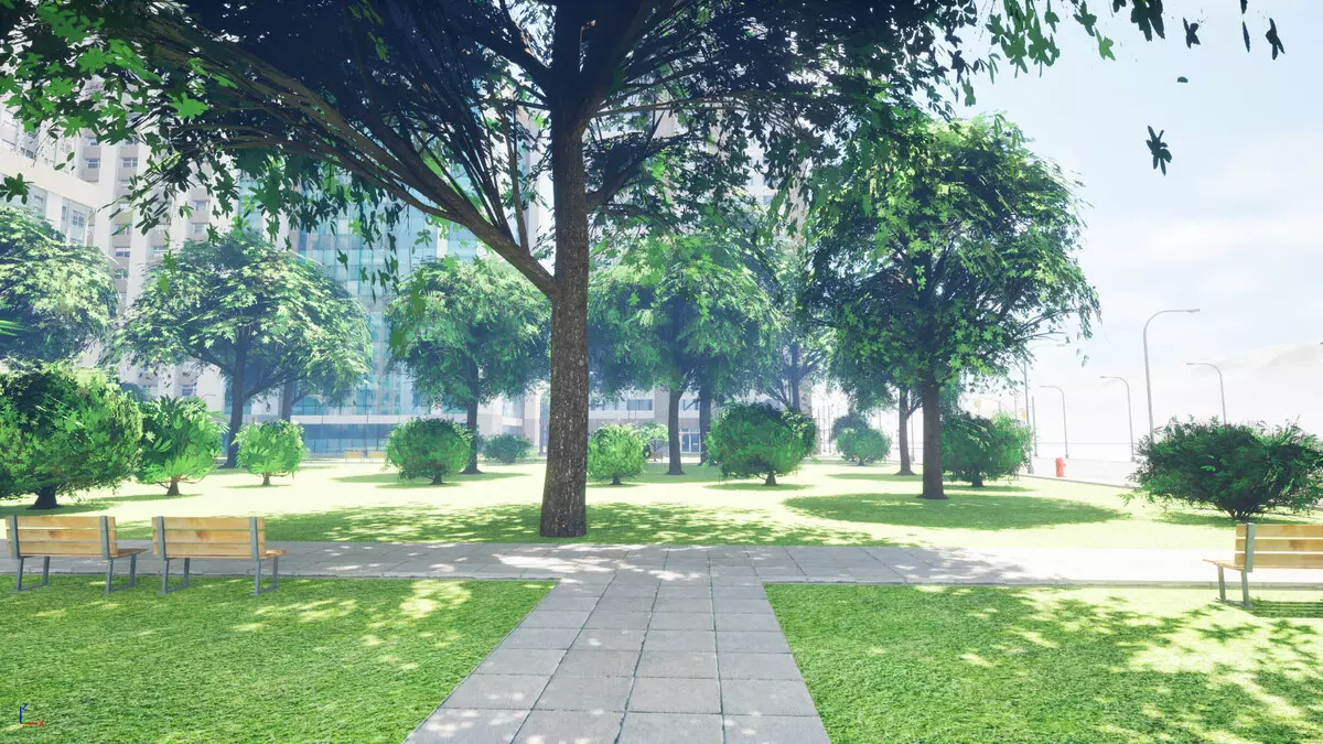 City Downtown Skyscraper Street Lot 05 Free low-poly 3D model_3